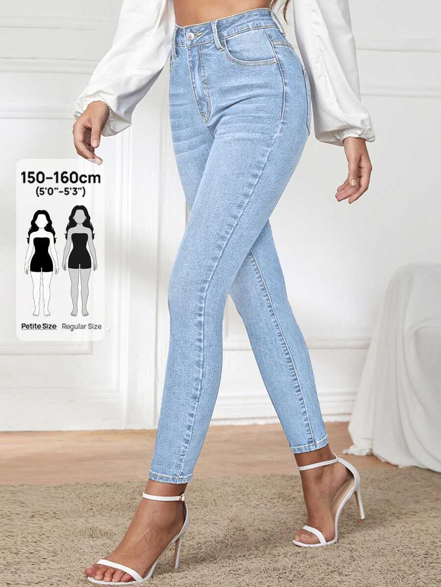 Flexra Petite Women's Fashion Versatile Button Pocket Denim Jeans - Light Wash - View 1