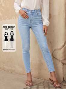 Flexra Petite Women's Fashion Versatile Button Pocket Denim Jeans - Light Wash - View 7