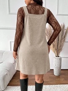 SHEIN Frenchy طقم نسائي مقاس كبير من قطعتين: ملابس علوية دانتيل وفستان بدون أكمام - متعدد الألوان - مشاهدة 3
