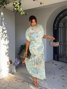Firerie 大尺碼女款優雅精緻浪漫迷人時尚情人節約會度假婚禮賓客度假風網紗透視二合一棕色洋裝 - 彩色 - 查看 8