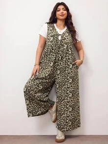 Enliva Plus Size Jumpsuits Leopard Print - Multicolor - View 1