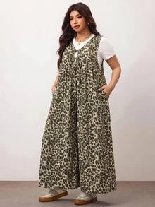 Enliva Plus Size Jumpsuits Leopard Print - Multicolor - View 5