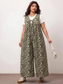 Enliva Plus Size Jumpsuits Leopard Print - Multicolor - View 4