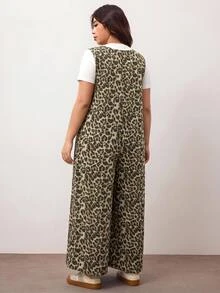 Enliva Plus Size Jumpsuits Leopard Print - Multicolor - View 2