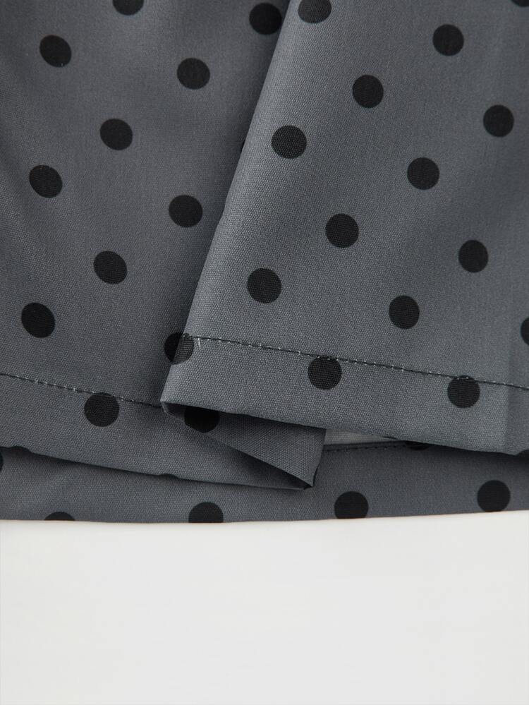 Rosivaux Women's Gray Button Polka Dot Mid-Waist Straight Leg Casual Shorts, Versatile For Commuting, Office, Daily Wear, Formal Occasions, Summer & Autumn - Multicolor - View 8