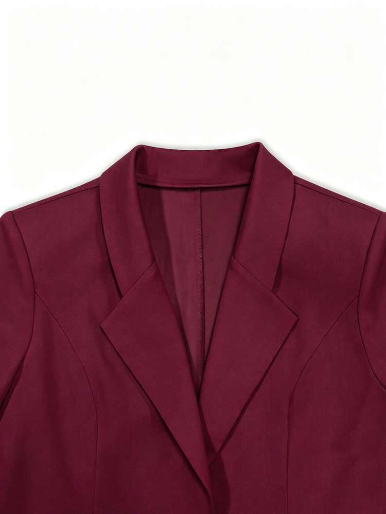 Franclia Women's Solid Color Notch Lapel Long Sleeve Casual Blazer Teachers' Day Office Business Burgundy Autumn - Burgundy - View 5