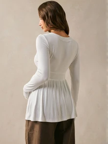Boho Mama Kaos Hamil Kasual Warna Polos dengan Hiasan Renda, Pakaian Musim Gugur Putih untuk Acara Baby Shower, Pakaian Dasar Lucu dan Chic untuk Konser Country, Pakaian untuk Jalan-jalan - Putih - View 4
