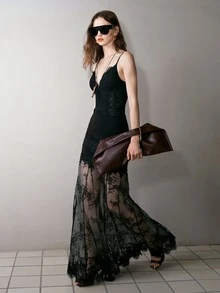 MOTF PREMIUM WOMEN'S AUTUMN CONTRAST LACE CAMI BODYSUIT - Black - View 6