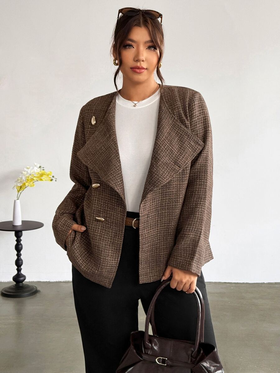 Firerie Plus Size Elegant Commuter Office Asymmetric Front Jacket Autumn Fall