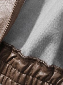 Dazy Plus Women's New Spring/Autumn Distressed Leather Short Jacket, Valentine's Day Regular Fit Outerwear, Plus Size - Brown - View 7