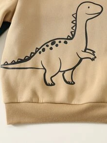 SHEIN 兒童小男孩卡通恐龍圖案針織柔軟圓領長袖套頭衛衣彈性腰長秋季長褲 4件套 - 彩色 - 查看 6