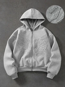 ROMWE MEN Street Life Men's Streetwear Sweatshirt Hoodie - Grey - View 7