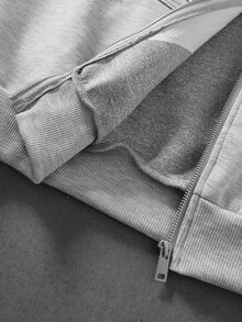 ROMWE MEN Street Life Men's Streetwear Sweatshirt Hoodie - Grey - View 4