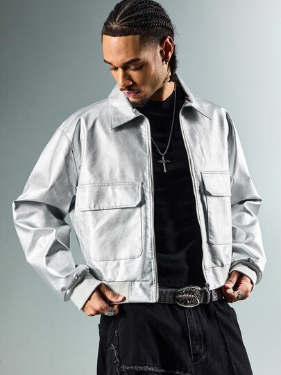 Street Life Chaqueta de manga larga casual versátil de unicolor con cremallera para uso diario y viajes para hombres