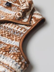 Holdful Holdful Fall Clothes FOR WomenWomen's Casual Striped Winter Jacket Vest - Brown - View 5