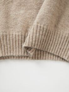 SHEIN Fall Winter Coffee Irregular Off Shoulder Oversized Long Knit Sweater - Khaki - View 4