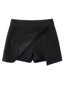 Serisse Falda pantalón casual versátil de unicolor para uso diario para mujer - Negro - Ver 8