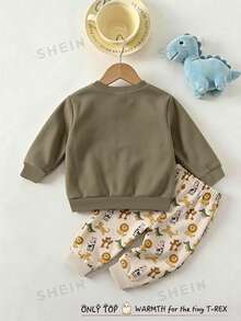 Sweatshirt Pullover Kasual Leher Bulat untuk Bayi dan Balita, Motif Klasik Lucu Dunia Hewan Dongeng yang Digambar Tangan, Patroli Perlindungan Hewan, Motif Macan Tutul, Harimau, Singa, Zebra, Buaya, Cocok untuk Musim Gugur/Dingin, Berlapis Termal dan Tebal - MultiWarna - View 2