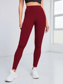 Easithlete Easithlete Sporty Pocket Color Block Leggings - Burgundy - View 7