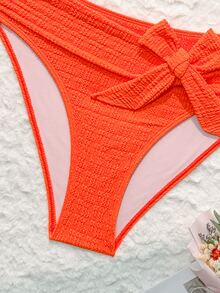 Swim Vcay Women Bikini Sets Backless Simpul Plain - Burnt Orange - View 5