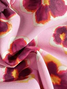 Swim Mod Women Pink Floral Print Bikini Set, 2pcs Beach Party Swimwear For Summer Beach Vacation Sexy Flowy - Pink - View 8