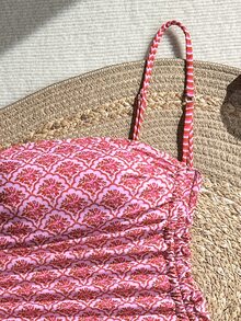 Swim Vcay Women's Vacation Beach Vacation Party Printed Fabric Spaghetti Strap One-Piece Swimsuit Beach Cover Up Hot Pink Summer Tropical Sexy Cute - Pink - View 6