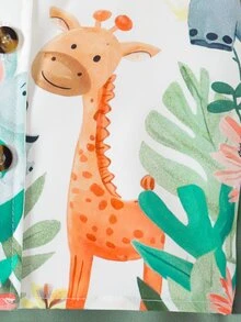 SHEIN Souflis Spring/Summer New Cartoon Animal Print Shirt Set For Toddler Boys, Casual Comfortable Shorts 2pcs Outfit - Dark Green - View 7
