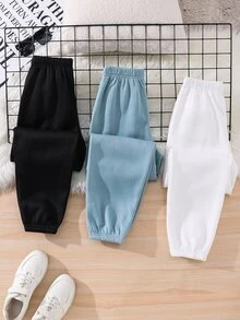 SHEIN 3件/組買1送2兒童青少年男孩休閒百搭運動長褲多件套裝，男孩套裝，適合秋冬、學校、家庭聚會、度假、派對，秋季穿搭，冬季穿搭 - 彩色 - 查看 4