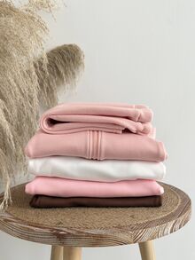 SHEIN 2 件套女婴柔软舒适可爱刺绣粉色保暖内衬连帽衫和裤子套装，秋冬 - 粉色 - 查看 8