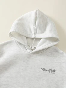 SHEIN 2件組兒童小男孩秋冬休閒灰色連帽衛衣與灰色寬腿長褲套裝，男孩套裝，衛衣套裝 - 彩色 - 查看 10