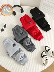 SHEIN Kids 4pcs Pieces Young Boys Casual Cute Versatile Simple Print Solid Color Jogger Pants Elastic Waist Sweatpants All-Match Multi-Pack - Multicolor - View 6