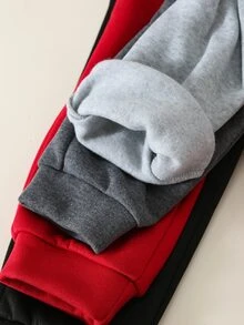 SHEIN Kids 4pcs Pieces Young Boys Casual Cute Versatile Simple Print Solid Color Jogger Pants Elastic Waist Sweatpants All-Match Multi-Pack - Multicolor - View 4