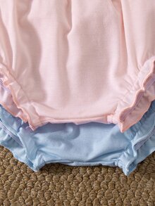 Souflis Souflis 2 Packs Baby Girls Summer Ruffle Bloomers Shorts Pink White Striped Lace Mesh - Multicolor - View 5