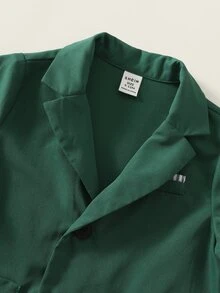 SHEIN 男嬰紳士西裝套裝 綠色西裝外套與綠色長褲 聖誕派對穿搭 嬰兒正式西裝 - 彩色 - 查看 4