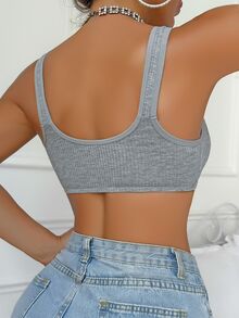 LustreForm Simple Front Closure Padded Bra - Grey - View 2