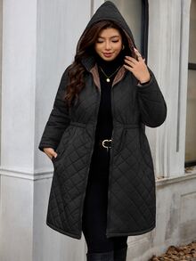 Reflora Plus Size Women's Solid Color Long Sleeve Zipper Front Casual Winter Jacket Hiking Black - Mocha Brown - View 6
