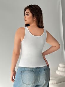 Solflare Spring/Summer Clothing Multi-Color White+Black+Grey 3-Color Fitted Plus Size Long Tank Top - Multicolor - View 2