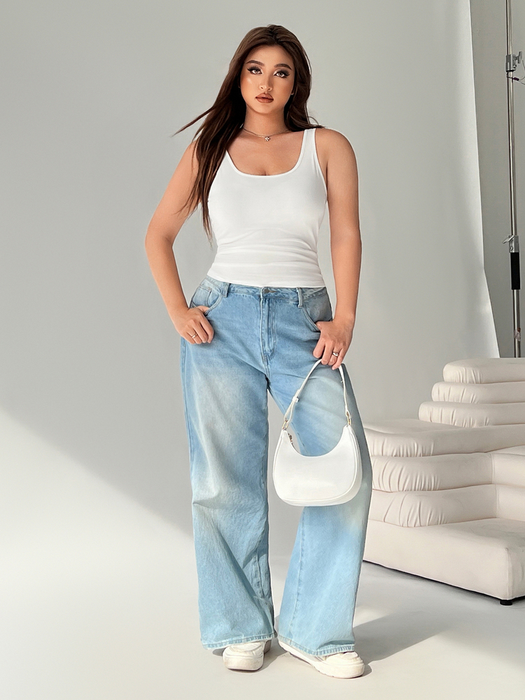 SHEIN EZwear Spring/Summer Clothing Multi-Color White+Black+Grey 3-Color Fitted Plus Size Long Tank Top - Multicolor - View 6