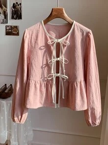 Comfortcana Women's Casual Comfortable Light Pink Long Sleeve Autumn/Winter Shirt - Pink - View 6