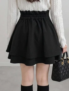 DAZY Women's Pleated Loose Casual Solid Color A-Line Skirt Petite Vacation - Black - View 8