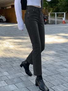 DAZY Women's Flared Jeans With Pockets, Fashionable And Versatile Casual Pants - Black - View 1