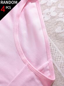 SHEIN Random 4pcs/Set Teen Girl Simple Fashion Bow Polka Dot Heart Print Underwear 5pcs Set Autumn Winter - Multicolor - View 4