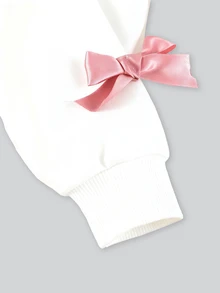 SHEIN Elladie kids مجموعة فتاة ذات طابع حلو وأنيق، تتكون من ملابس علوية بيضاء مزينة بفيونكة ثلاثية الأبعاد + بنطلون ذو قصة واسعة أسود، ملابس علوية سوداء مزينة بفيونكات وردية متعددة، بنطلون ذو قصة واسعة باللون الفوشيا، طابع حلو وأنيق مناسب للعودة إلى المدرسة والخروجات والأناقة الشارعية - متعدد الألوان - مشاهدة 3