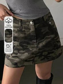 DAZY Women's Camouflage Print Short Casual Mini Skirt - Olive Green - View 7
