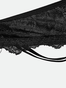 Bralution 1pc Women's Lace Trim Bra, Simple Daily Push-Up Lingerie - Black - View 10