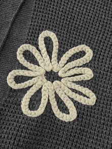 Holdful Holdful Women's 3D Floral Pattern Casual Daily Cardigan - Grey - View 6