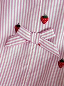 SHEIN Elladie kids 2件組少女拼接對比色不對稱領長袖白色襯衫，附背部蝴蝶結與拼接長褲，返校生日穿搭 - 彩色 - 查看 6