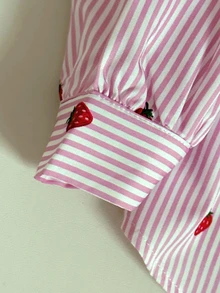 SHEIN Elladie kids 2件組少女拼接對比色不對稱領長袖白色襯衫，附背部蝴蝶結與拼接長褲，返校生日穿搭 - 彩色 - 查看 7