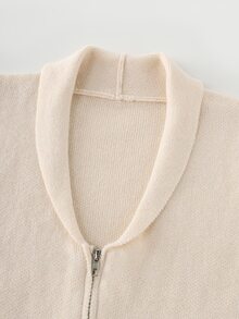 Balvessa Women's Solid Color Long Sleeve Zip-Up Knit Cardigan - Camel - View 7