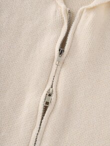 Balvessa Women's Solid Color Long Sleeve Zip-Up Knit Cardigan - Camel - View 9